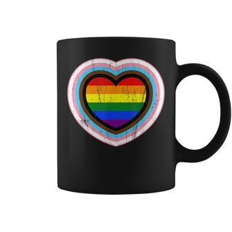 Love Is Love Gay Pride Progress Pride Rainbow Heart Lgbtq Coffee Mug - Monsterry