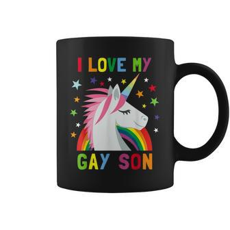 I Love My Gay Son Unicorn Rainbow Parent Of Gay Child Coffee Mug - Monsterry UK