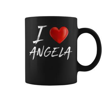 I Love Heart Angela Family Name T Coffee Mug - Seseable