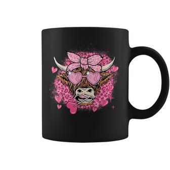 Love Highland Cow Heifer Valentine Valentine's Day Western Coffee Mug - Monsterry