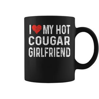 I Love My Hot Cougar Girlfriend Distressed Heart Coffee Mug - Seseable