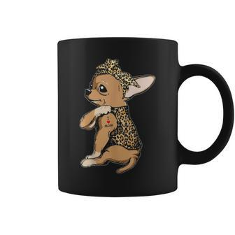 I Love Mom Tattoo Chihuahua Dog With Bandana Coffee Mug | Mazezy