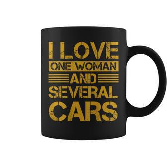 I Love One Woman And Several Cars On Back Coffee Mug - Seseable