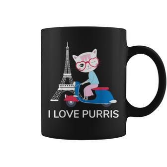 I Love Paris Cute France Themed Cat For Girls Women Coffee Mug - Monsterry