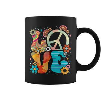 Love Peace Sign Floral Retro 70Er 80Er Jahre Kostüm Hippie Tassen - Geschenkecke