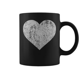 I Love You Silver Metallic Heart Distressed Emoticon T Coffee Mug - Monsterry AU