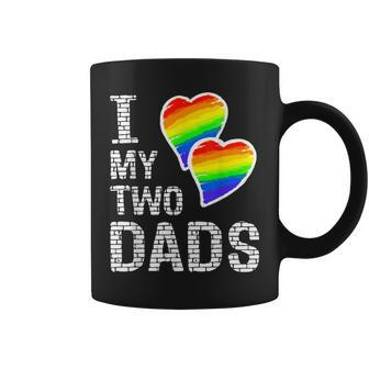 I Love My Two Dads Lgbt Pride Month And Father's Day Heart Coffee Mug - Monsterry
