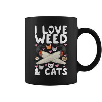 I Love Weed & Cats Cannabis Marijuana Pot Smoker Reefer Coffee Mug - Monsterry UK