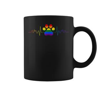 Lovely Lgbt Gay Pride Heartbeat Dog Paw Lesbian Gays Love Coffee Mug - Monsterry DE