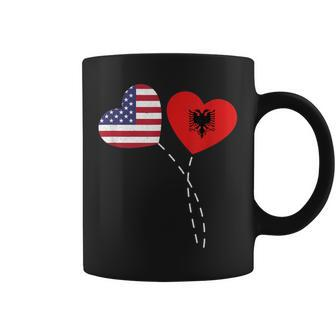 Loving Albania Usa Flag Heart Albanian Americans Love Coffee Mug - Monsterry CA