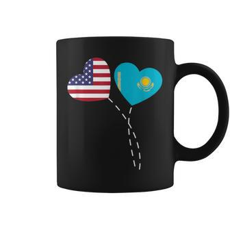 Loving Usa Kazakhstan Flag Heart Kazakh Americans Love Coffee Mug - Monsterry CA