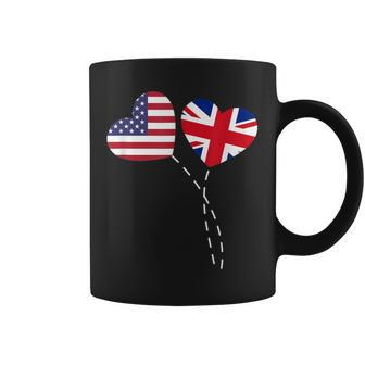 Loving Usa United Kingdom Flag Heart British Americans Love Coffee Mug - Monsterry