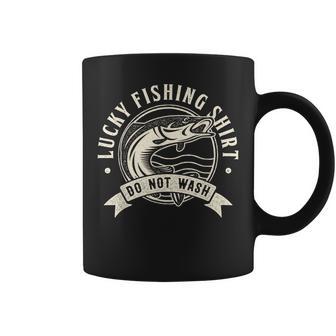 Lucky Fishing Do Not Wash Angler & Fish Coffee Mug - Monsterry