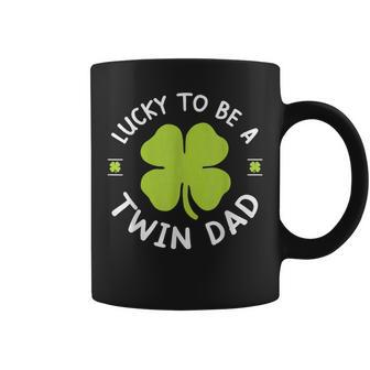 Lucky To Be A Twin Dad St Patrick's Day Coffee Mug | Crazezy DE