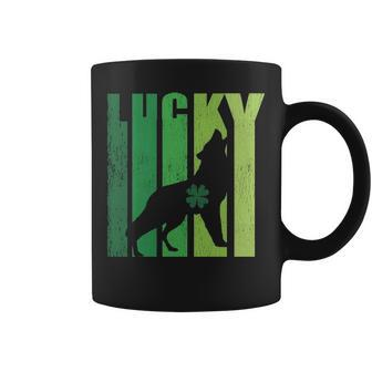 Lucky Wolf Lovers Shamrock Irish St Patricks Day Coffee Mug | Mazezy