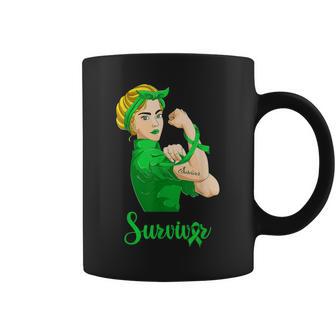 Lymphoma Green Cancer Rosie The Riveter Survivor Coffee Mug - Monsterry