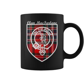 Macfarlane Surname Last Name Scottish Clan Tartan Crest Coffee Mug - Seseable