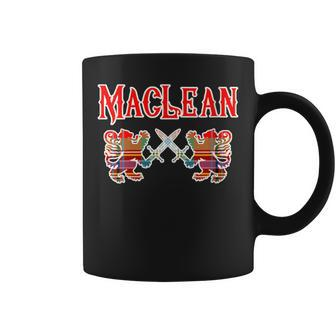 Maclean Scottish Clan Lion Family Name Tartan Kilt Coffee Mug - Seseable