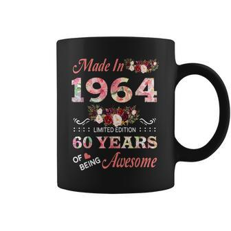 Made In 1964 60 Years Of Being Awesome Floral Birthday Women Coffee Mug - Thegiftio UK