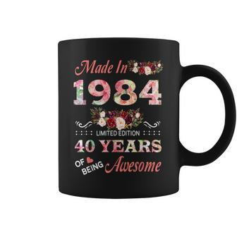 Made In 1984 40 Years Of Being Awesome Floral Birthday Women Coffee Mug - Thegiftio UK