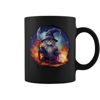 Magical Feline Sorcerer Enchanting Wizard Cat Coffee Mug | Mazezy