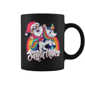 Magical Rainbow Cute Santa Riding Unicorn Summer Christmas Coffee Mug - Monsterry UK
