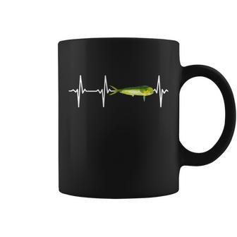 Mahi Mahi Heartbeat For Saltwater Fish Fishing Lovers Coffee Mug - Monsterry UK