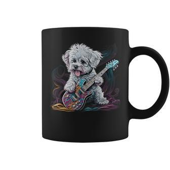 Maltese Dog Playing Electric Guitar Rock Coffee Mug - Thegiftio UK