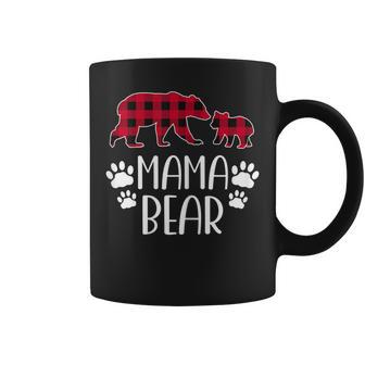 Mama Bear Christmas Pajama Red Buffalo Plaid Mother's Day Coffee Mug - Monsterry DE