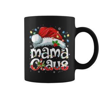 Mama Claus Christmas Lights Santa Hat Pajama Family Matching Coffee Mug - Seseable