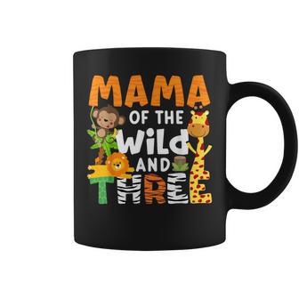 Mama Of The Wild And Three Zoo Theme Birthday Jungle Safari Coffee Mug - Monsterry DE