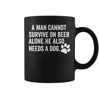A Man Cannot Survive On Beer Alone Craft Beer Dog Lover Coffee Mug - Monsterry DE