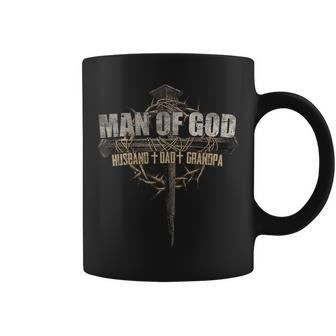 Man Of God Husband Dad Religious Cross Father's Day Faith Coffee Mug - Thegiftio UK