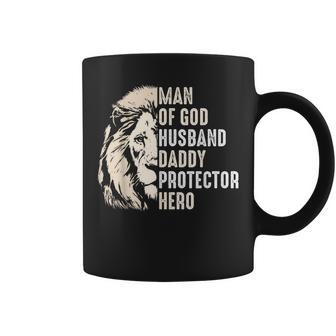 Man Of God Husband Daddy Protector Hero Lion Father's Day Coffee Mug - Thegiftio UK