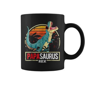 Man Papasaurus Rex Top For Men Retro Family Present For Dad Coffee Mug - Monsterry AU