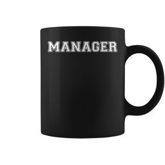 Manager Logo Graphic On Back Coffee Mug - Monsterry