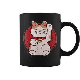 Maneki-Neko Lucky Cat Statue Waving Japanese Style Coffee Mug - Monsterry