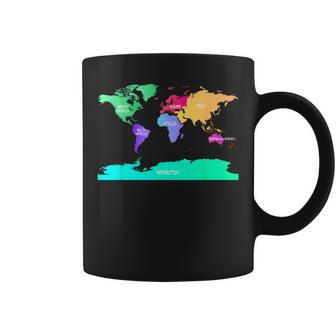 Map Of The World Names Of All Seven Continents Coffee Mug - Monsterry