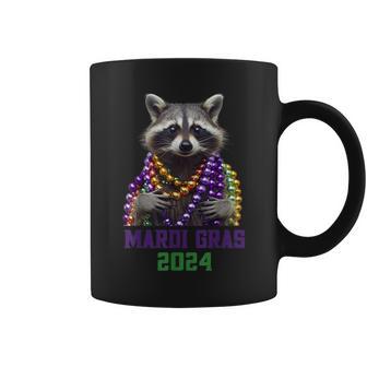 Mardi Gras 2024 Bead Party Street Parade Cute Raccoon Coffee Mug - Monsterry