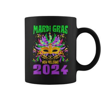Mardi Gras New Orleans 2024 Jester Mask Matching Group Women Coffee Mug - Seseable