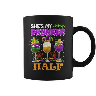 Mardi Gras Outfit She's My Drunker Half Carnival Men Coffee Mug - Thegiftio UK