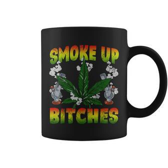 Marijuana Pot Leaf Smoke Up Bitches Cannabis Weed 420 Stoner Coffee Mug - Monsterry