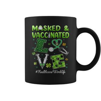 Masked And Vaccinated Love Health 95 St Patrick Day Coffee Mug | Crazezy AU