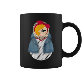 Matryoshka Jayne Pin-Up Dots Rockabilly Dress Coffee Mug - Monsterry CA