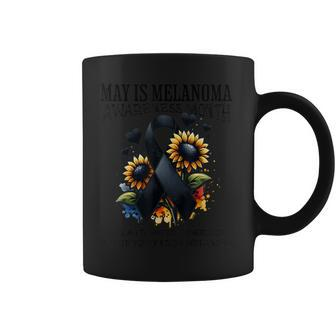 May Is Melanoma Awareness Month Sunflower Black Ribbon Coffee Mug - Monsterry CA