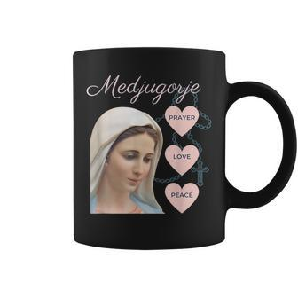 Medjugorje Rosary Prayer Love Peace Blessed Mother Of Jesus Coffee Mug - Monsterry