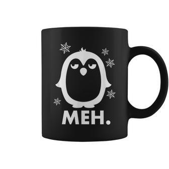 Meh Grumpy Cute Animal Penguin Xmas Snow Coffee Mug - Monsterry