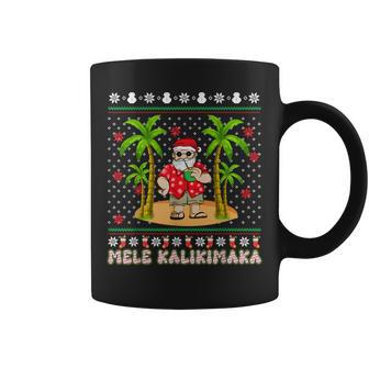 Mele Kalikimaka Hawaiian Christmas On The Beach Hawaii Santa Coffee Mug - Monsterry UK