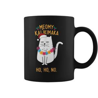 Mele Kalikimaka Hawaiian Santa Christmas Pajamas Cat Lovers Coffee Mug - Monsterry DE