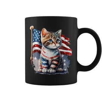 Memorial Day Cat 4Th Of July Patriotic Usa Flag Coffee Mug - Thegiftio UK